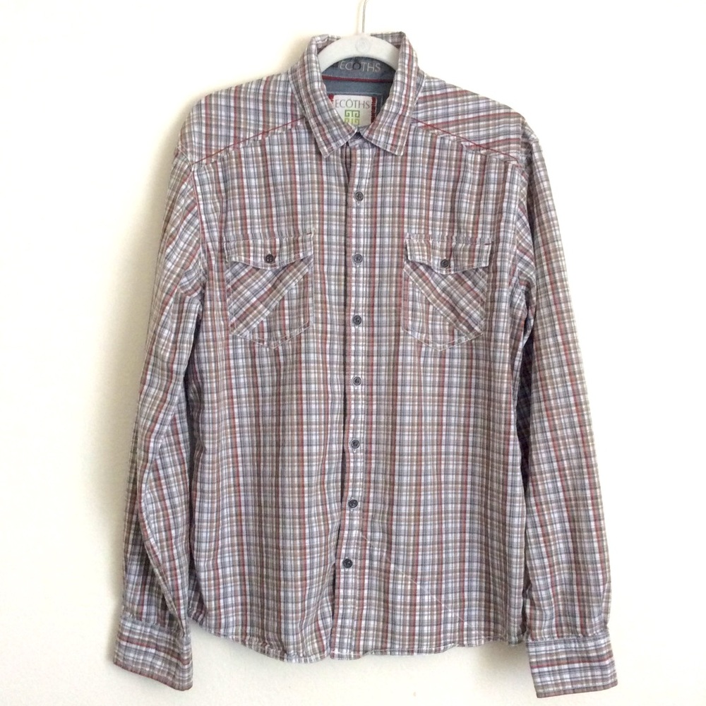 ECLOTHS 100% Organic Cotton Shirt Size L Sustainable Minimalist Retro